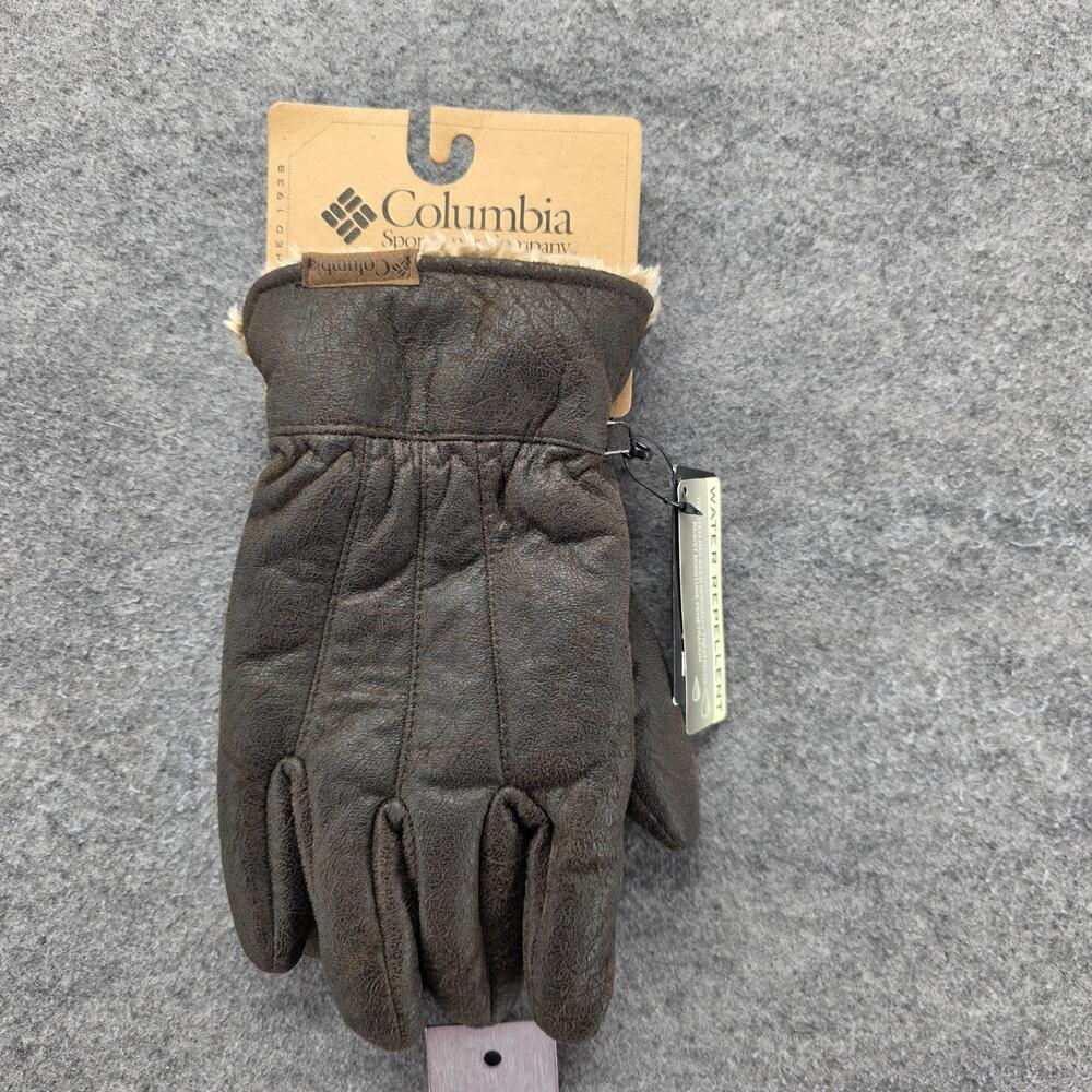 Columbia Gloves Mens XL Brown Shearling Lined Insulated Water Resistant Faux Fur